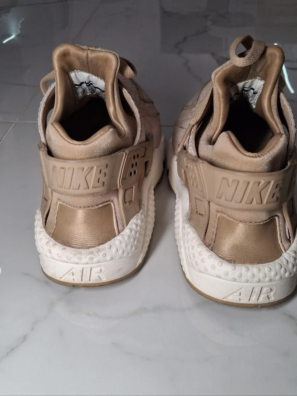 Nike Air Huarache Snakeskin Beige Lace Up Running Sneaker US 9